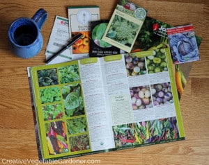 seed catalogs spread out for garden planning