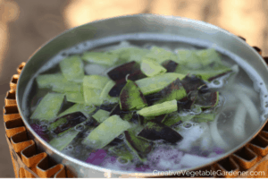 cooking vegetables over a campstove for healthy camping meals