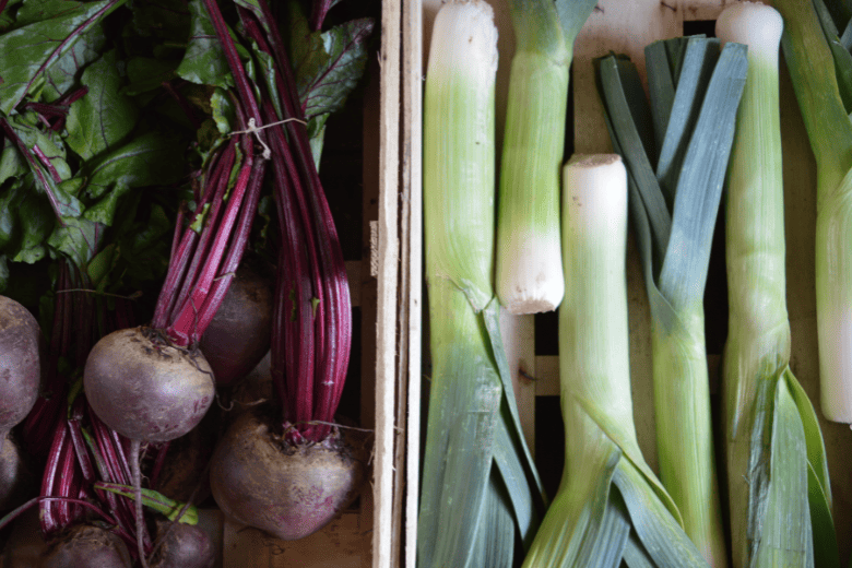 leeks and beets